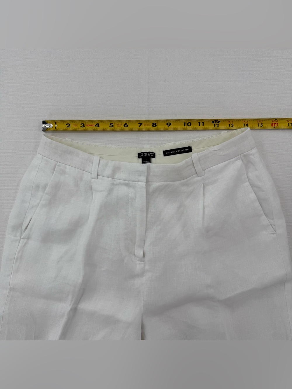 J. Crew Essential Wide Leg Linen Pants White Size 6 High Rise Summer Resort - Picture 7 of 16